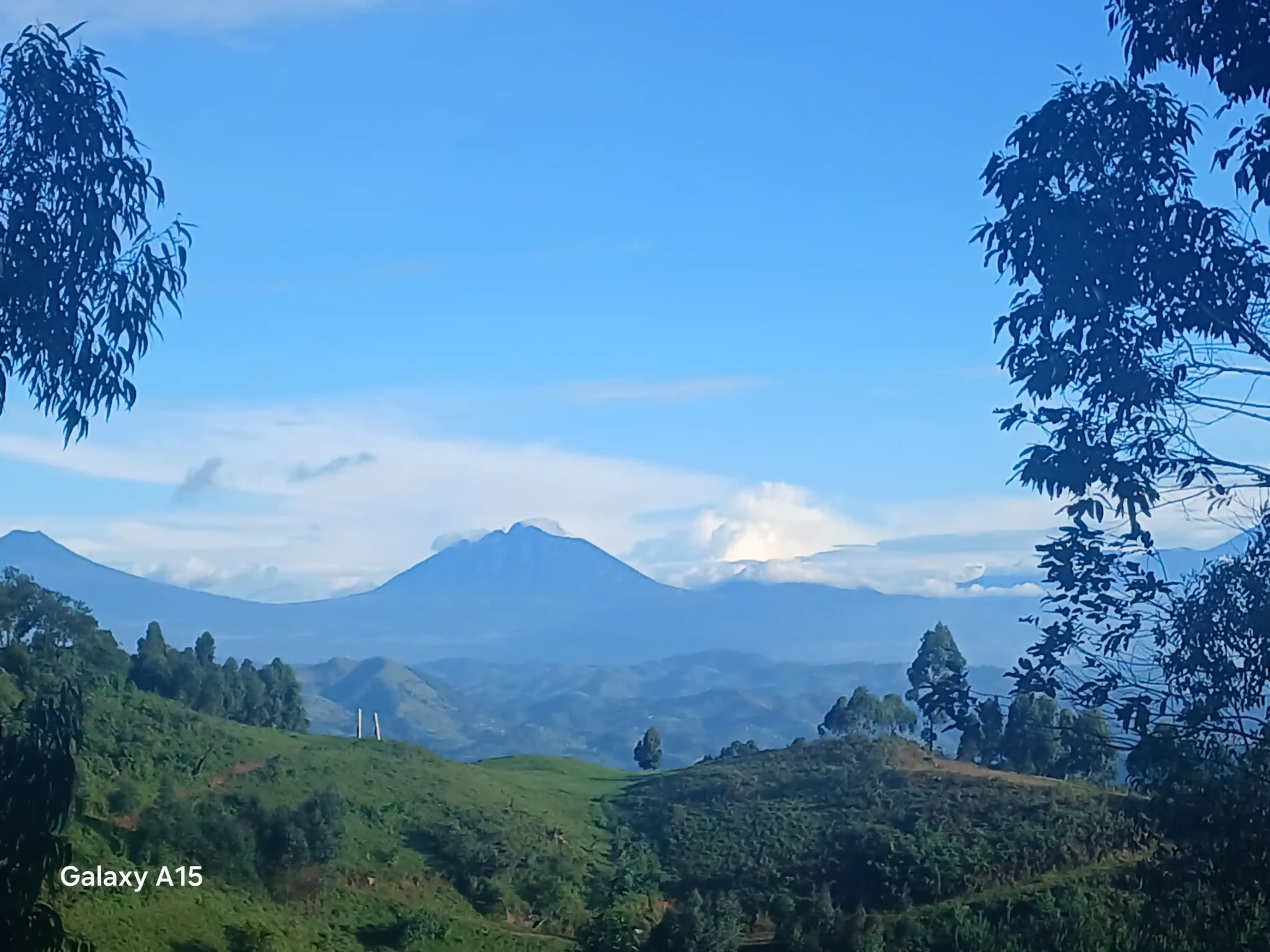 Views of the Virunga Volcanoes from Orugano Bwindi Lodge in Nkuringo